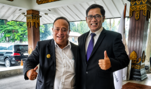 Smiling Officials at an Ornate Pavilion